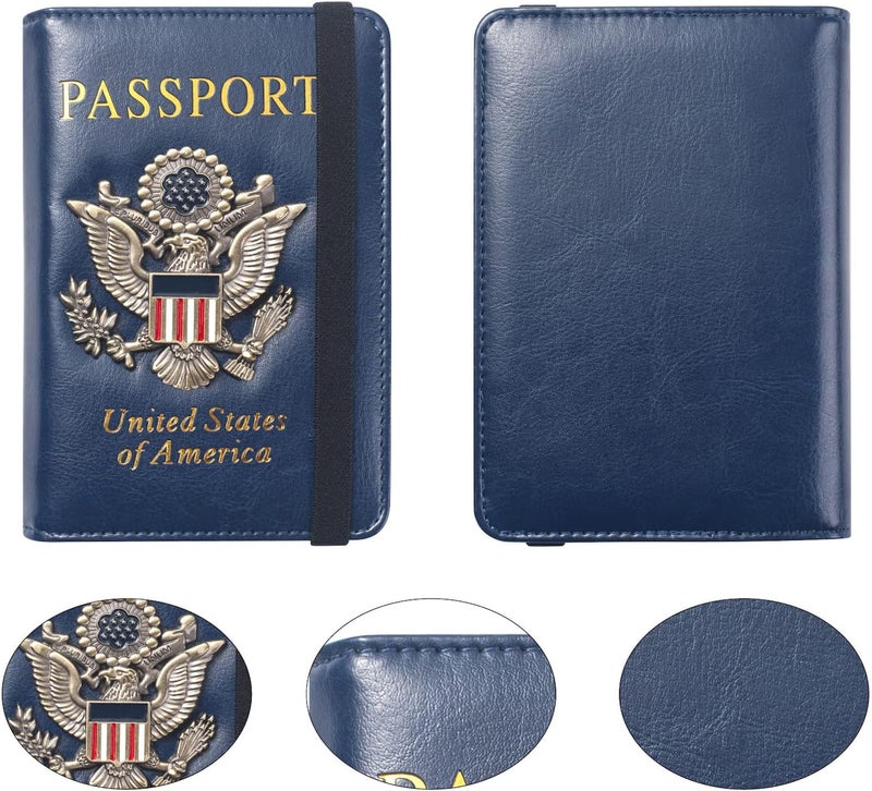 FACATH Premium Passport Holder for Travel, RFID Blocking Passport Cover Slim, Durable & Travel-Friendly, Passport Wallet Keep Your Documents Safe & Organized (Navy Blue) - Image 4